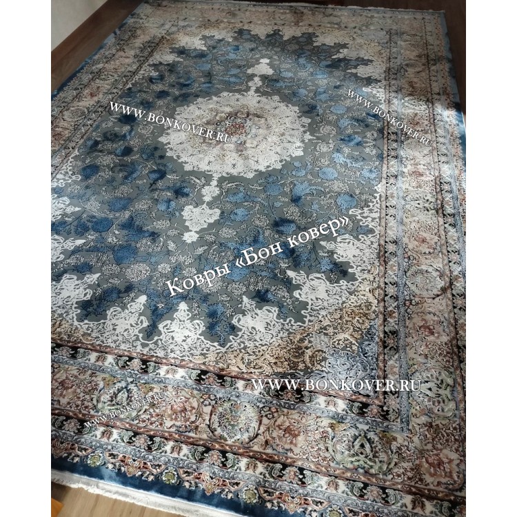 Турецкий Ковер Для Медальон Дизайн 30573 Синий