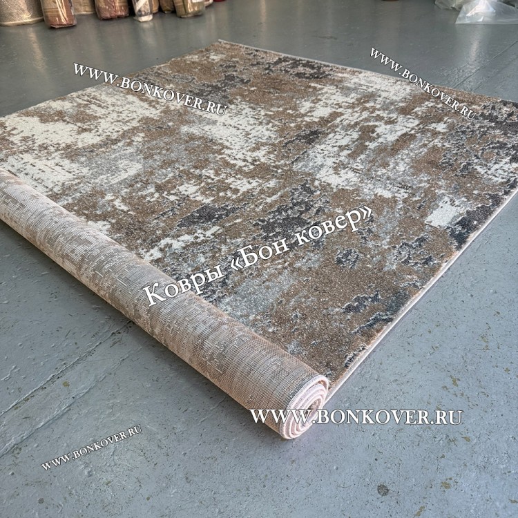 Абстрактный Ковер Серый с Коричневым Дизайн 03